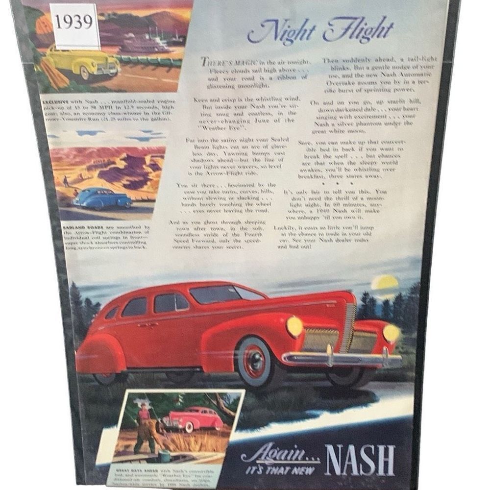 Vintage 1939 Nash Night Flight Ad Advertisement